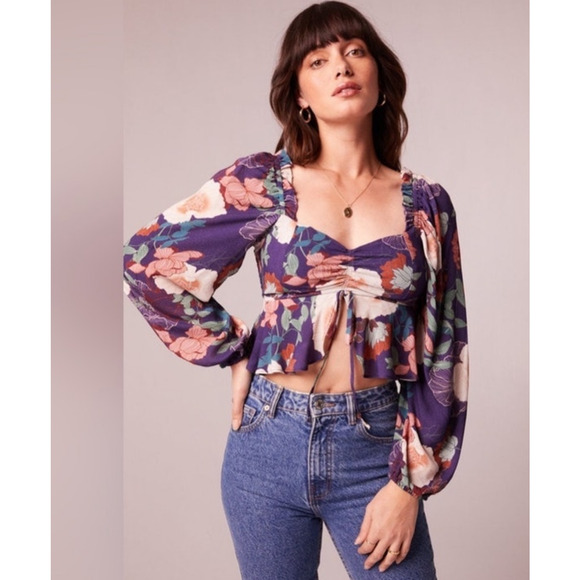 Band of the Free Floriane Floral Print Cropped Blouse - M - Picture 1 of 6